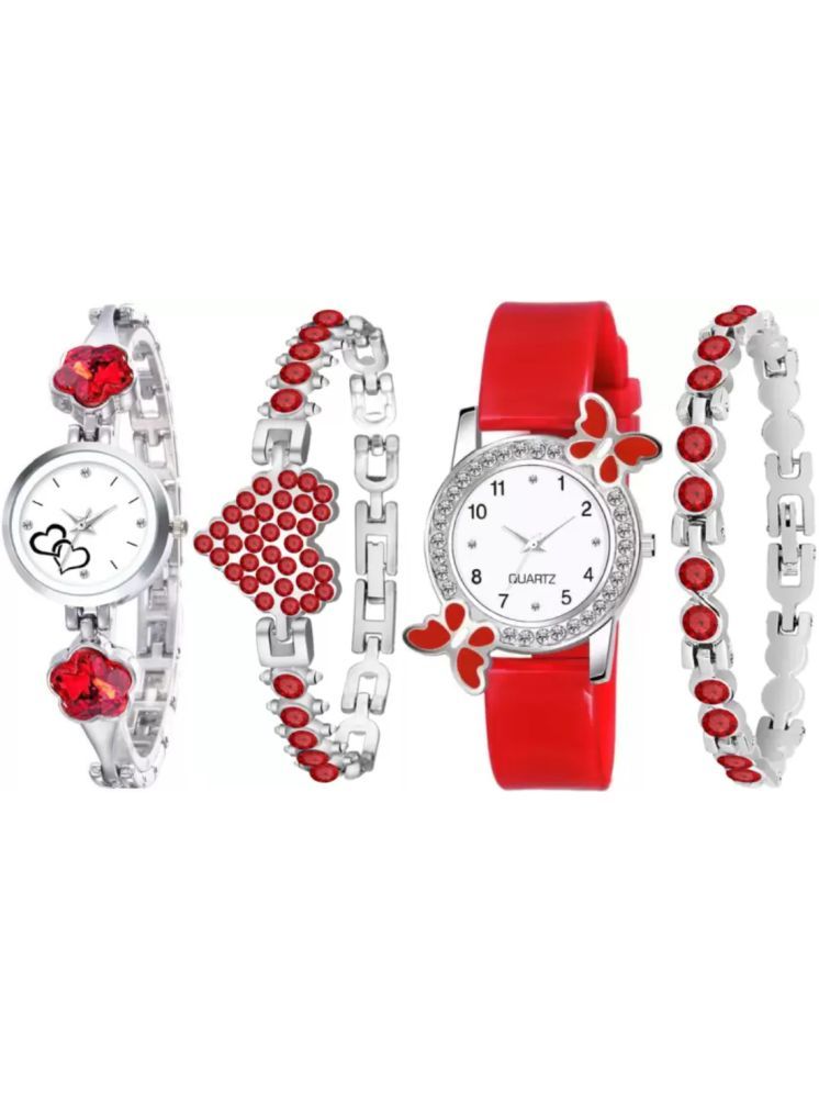     			EEWHI Red Metal Analog Womens Watch