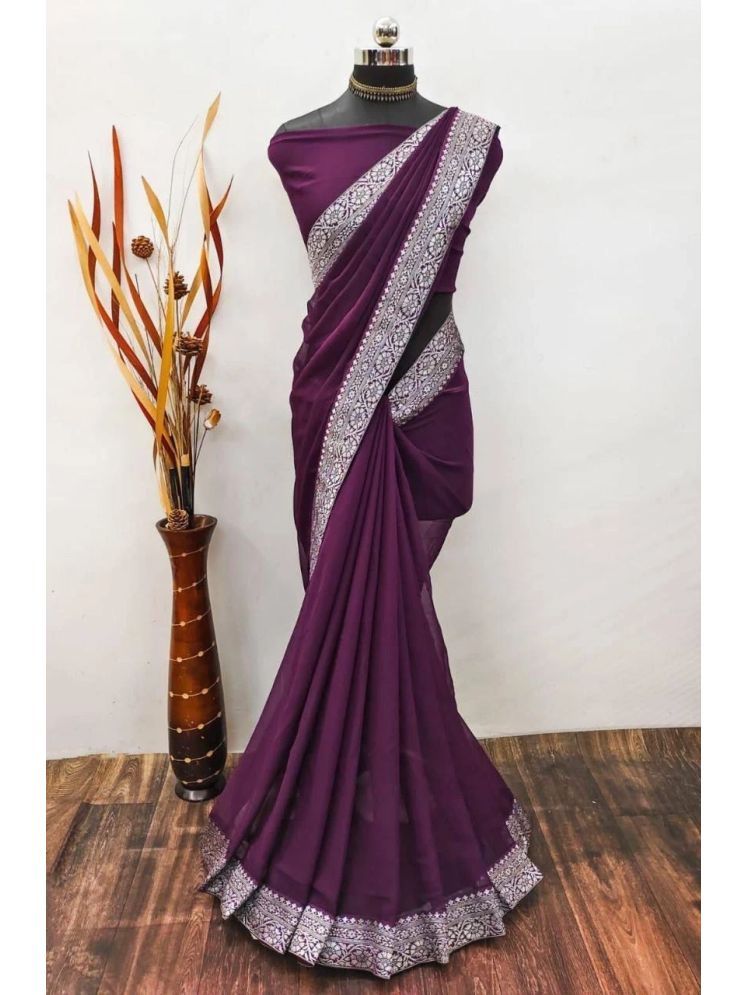     			JULEE Banarasi Silk Woven Saree With Blouse Piece - Wine ( Pack of 1 )