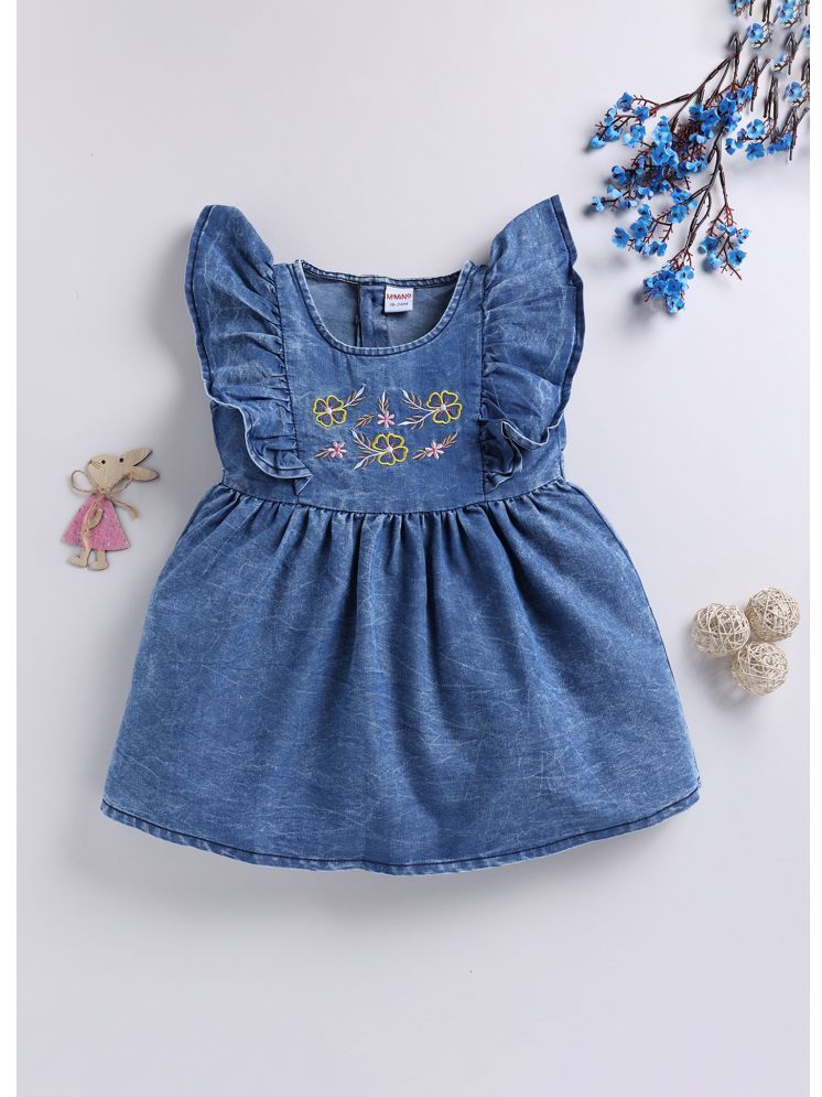     			MIMINO Blue Denim Girls Frock ( Pack of 1 )