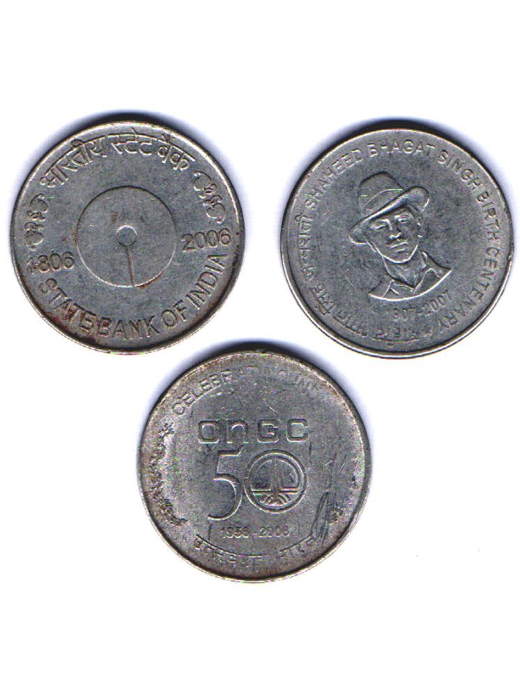     			RAJACOINS- 5 /  FIVE  RS / RUPEE /RUPEES  VERY RARE STEEL USED SUPER SALE NO511   (3  PCS)  COMMEMORATIVE COLLECTIBLE- USED GOOD GONDITION