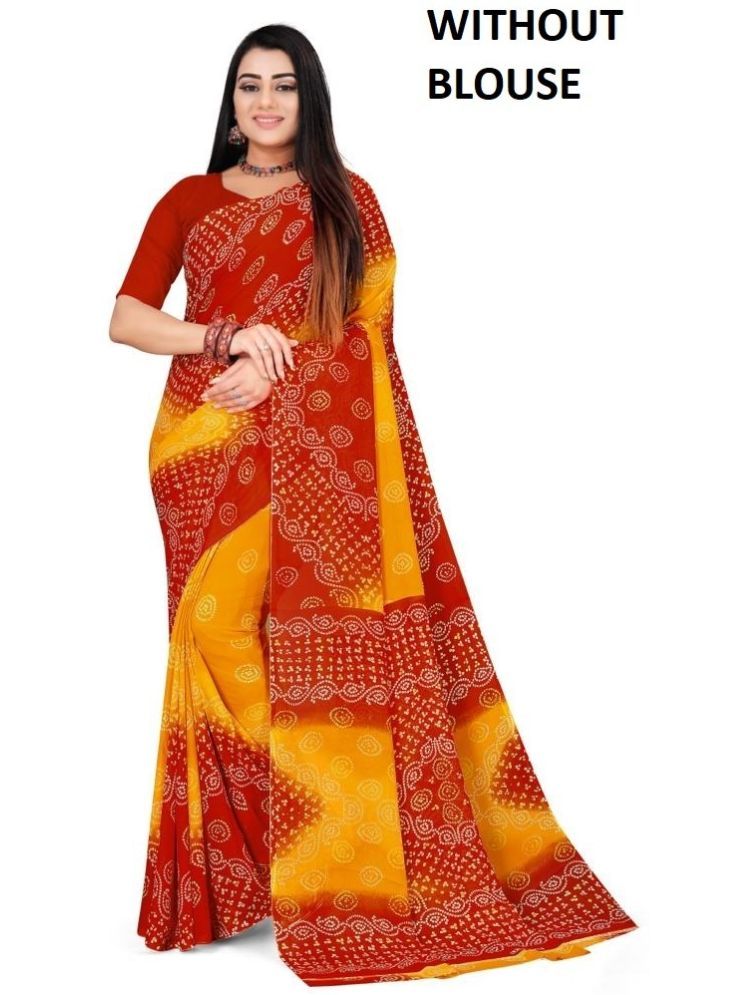     			THE PRIVATE LABLE Georgette Printed Saree Without Blouse Piece - Yellow ( Pack of 1 )