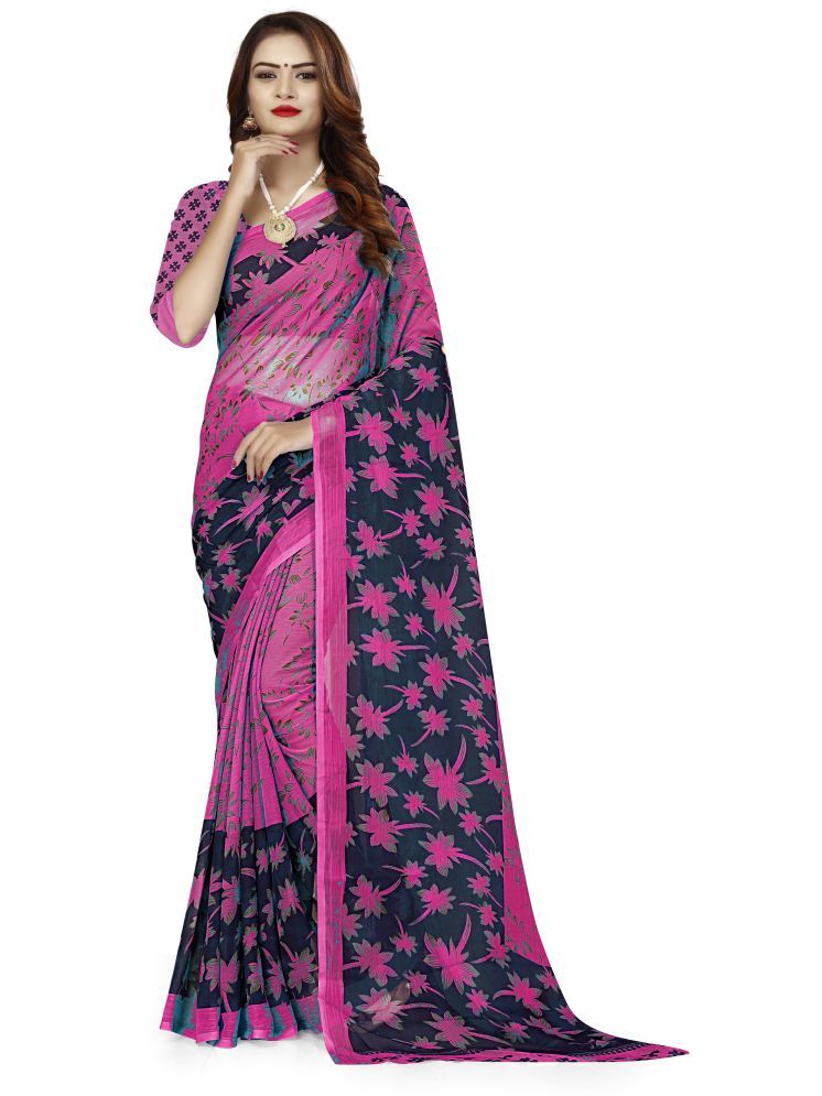     			THE PRIVATE LABLE Georgette Woven Saree Without Blouse Piece - Pink ( Pack of 1 )