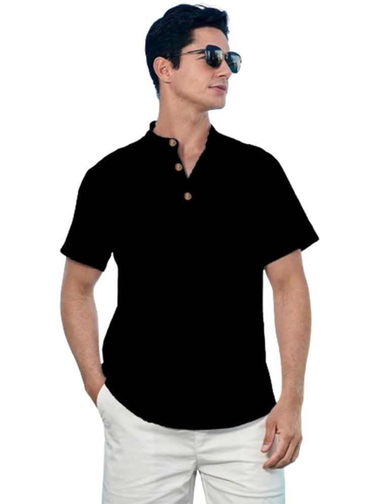     			UNI VIBE Black Cotton Men's Shirt Style Kurta ( Pack of 1 )