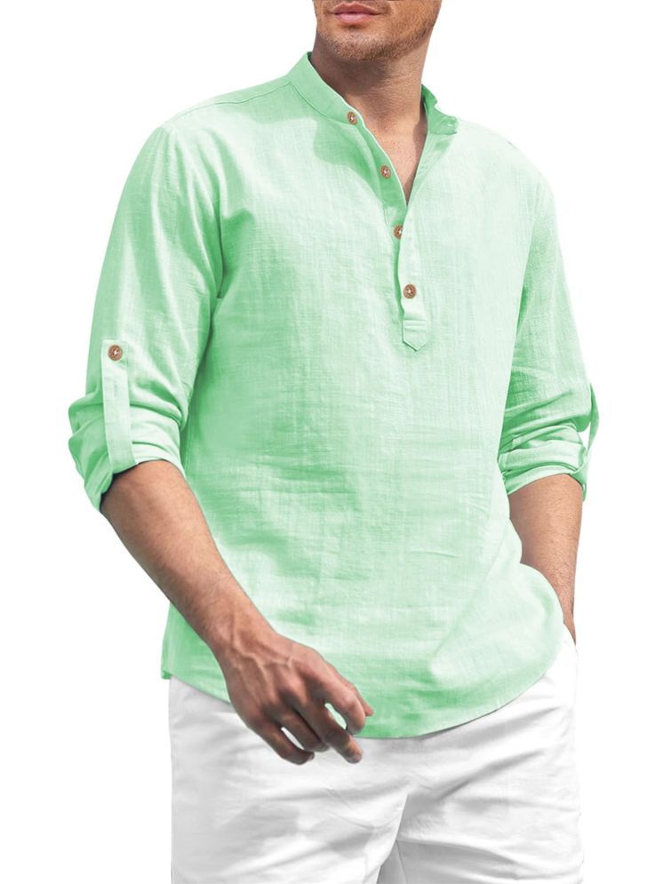     			UNI VIBE Lime Green Cotton Men's Shirt Style Kurta ( Pack of 1 )