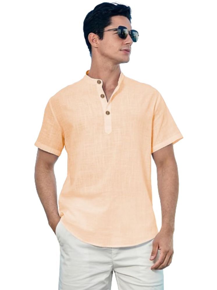     			UNI VIBE Orange Cotton Men's Shirt Style Kurta ( Pack of 1 )