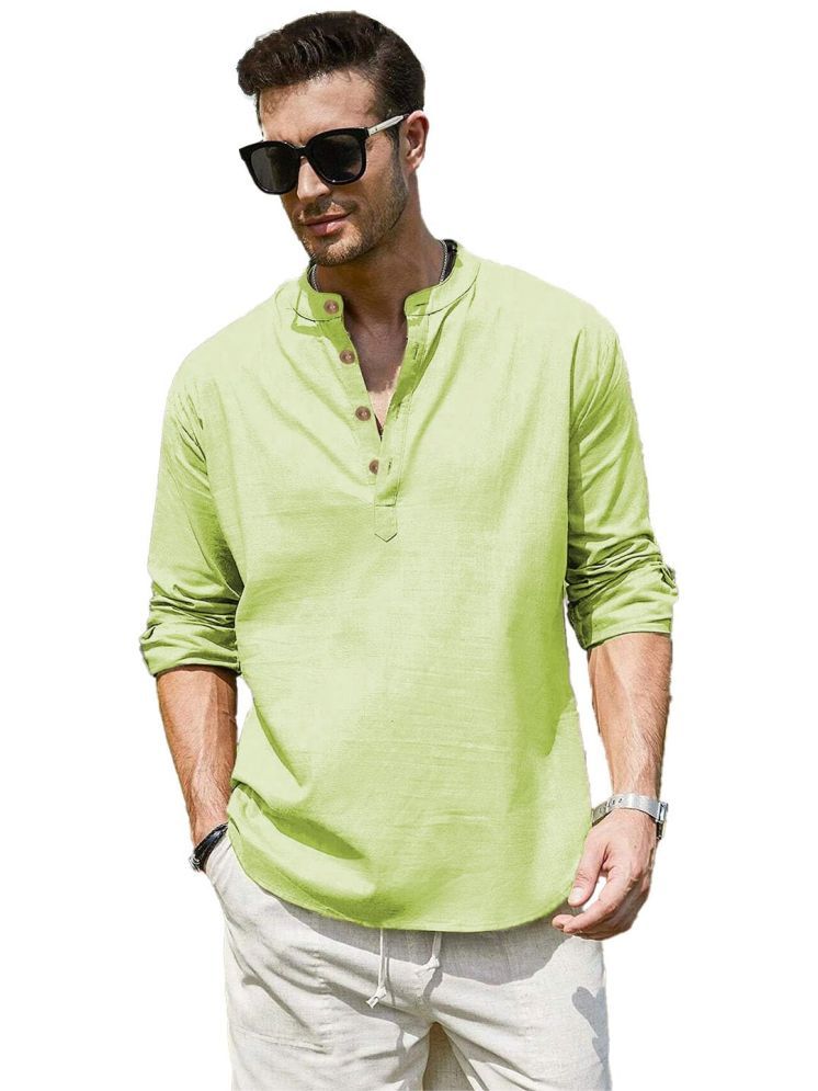     			UNI VIBE Sea Green Cotton Men's Shirt Style Kurta ( Pack of 1 )