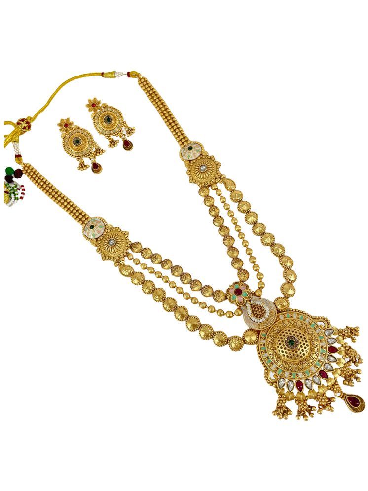     			Vardayani Creation Multi Color Brass Necklace Set ( Pack of 1 )