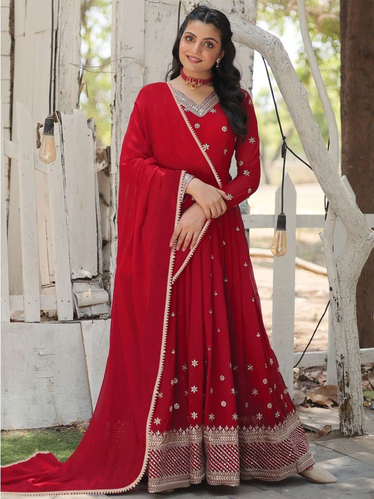     			kedar fab Red Anarkali Georgette Women's Stitched Ethnic Gown ( Pack of 1 )