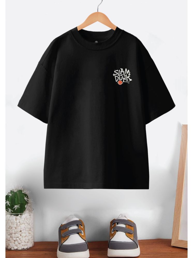     			CODEZ Black Oversize Cotton Round Neck T-Shirt For Boys