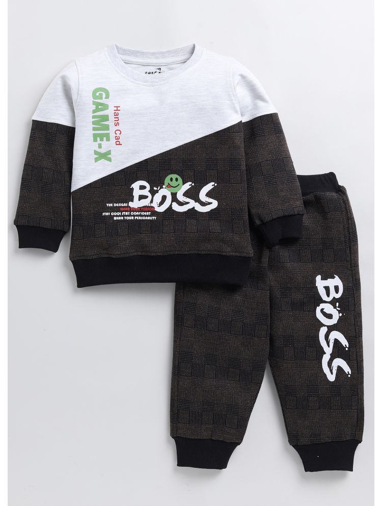     			CUTOPIES White Cotton Boys Sweatshirt & Trackpant ( Pack of 1 )