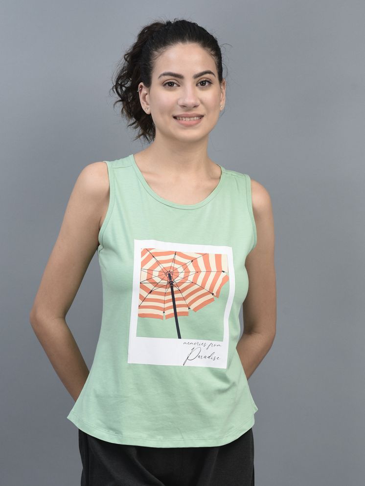     			Dollar Green Cotton Blend Tank Tops - Single