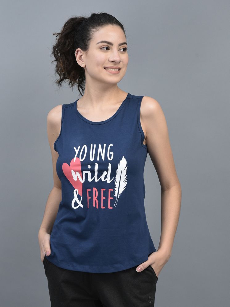     			Dollar Navy Cotton Blend Tank Tops - Single