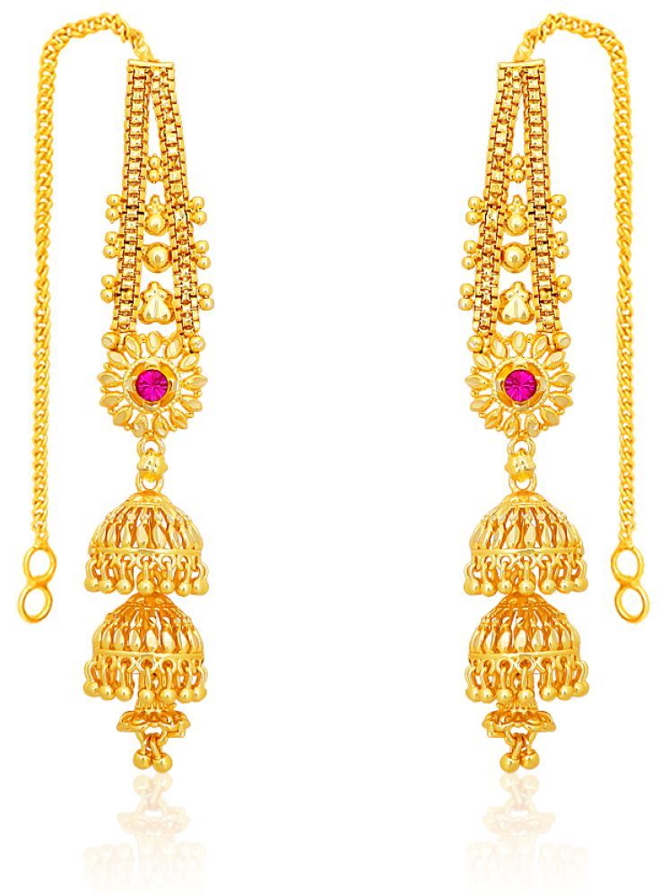     			Drashti Collection Golden Jhumki Earrings ( Pack of 1 )