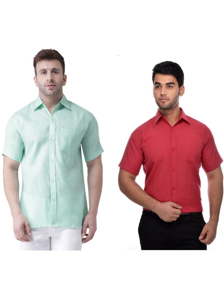     			KLOSET By RIAG Cotton Blend Regular Fit Solids Half Sleeves Men's Casual Shirt - Red ( Pack of 2 )