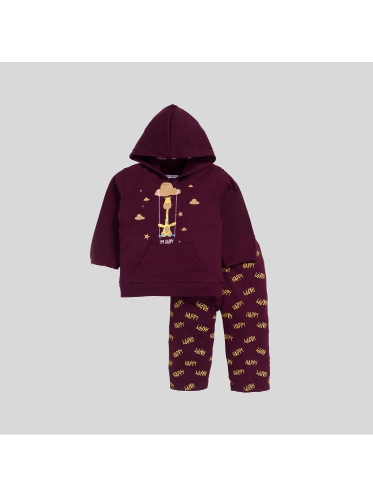     			Little Smart Maroon Cotton Baby Boy Sweatshirts & Trouser ( Pack of 1 )