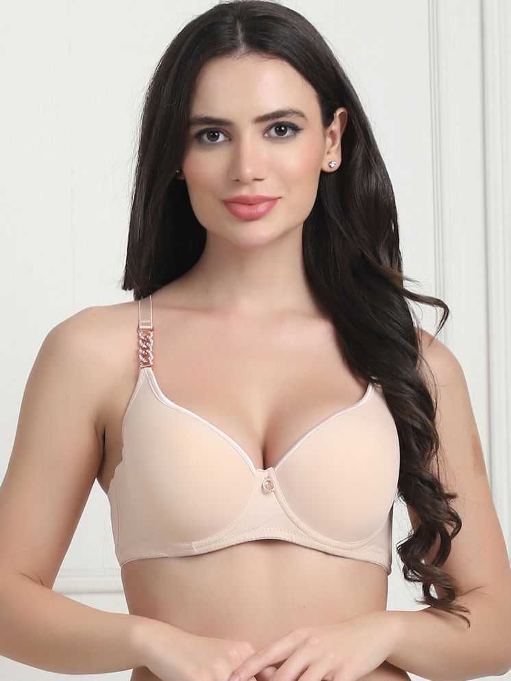     			PrettyCat Pack of 1 Polyester Lightly Padded Women's T-Shirt Bra ( Beige ) PC-BR-7047-BEG