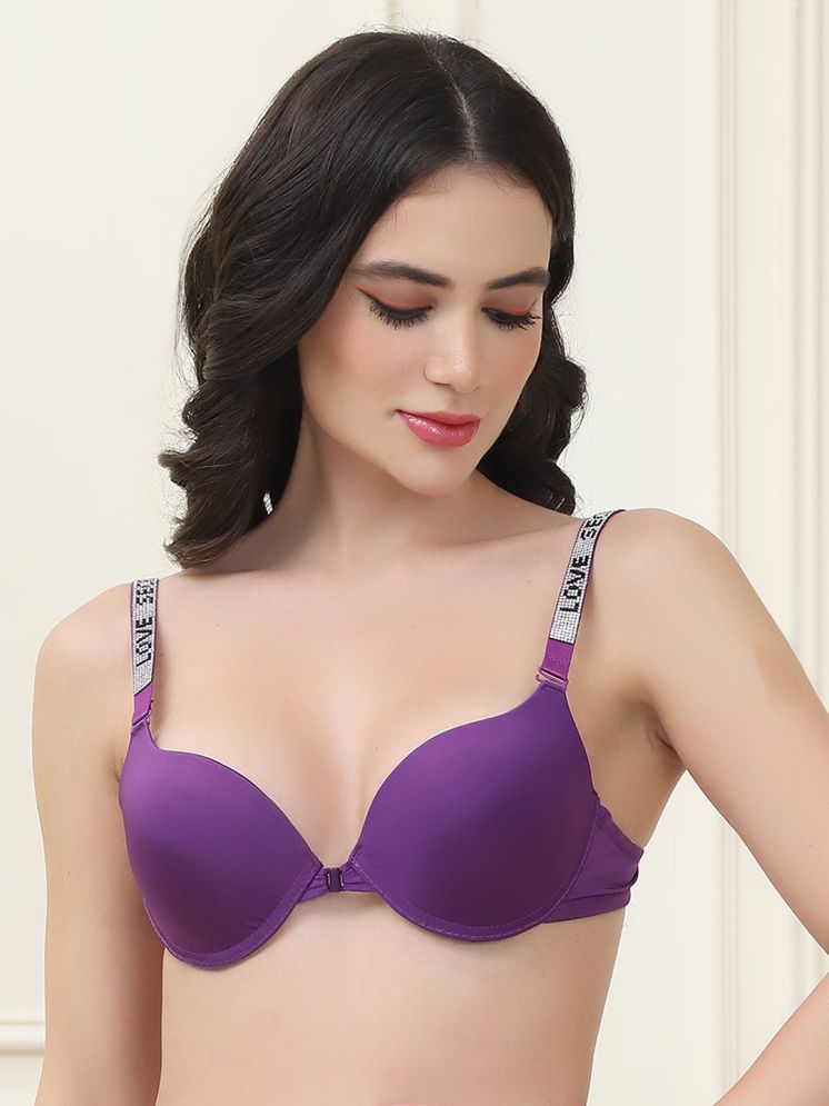     			PrettyCat Polyester Lightly Padded Women's Push Up Bra ( Purple ) PC-BR-7041-FO-PPL