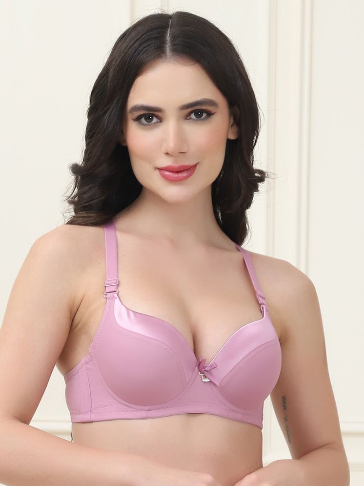     			PrettyCat Pack of 1 Satin Lightly Padded Women's T-Shirt Bra ( Mauve ) PC-BR-7049-MOV