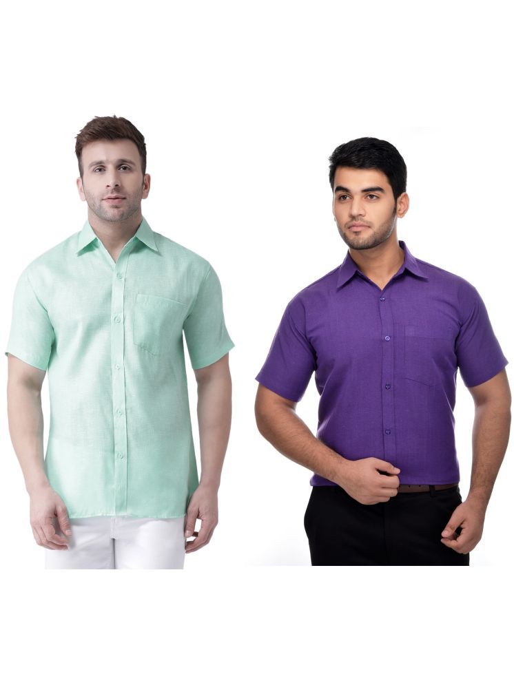     			RIAG Cotton Blend Regular Fit Solids Half Sleeves Men's Casual Shirt - Purple ( Pack of 2 )