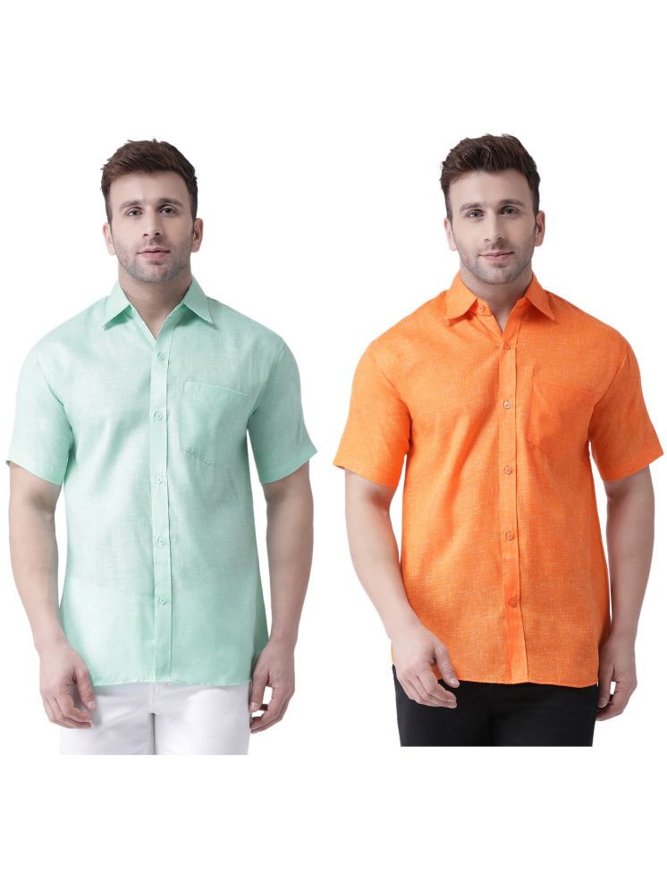     			RIAG Cotton Blend Regular Fit Solids Half Sleeves Men's Casual Shirt - Orange ( Pack of 2 )