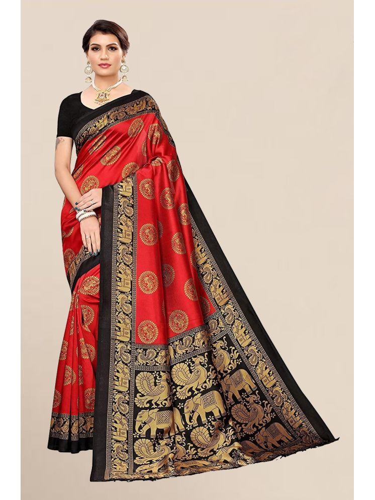     			THE PRIVATE LABLE Art Silk Woven Saree Without Blouse Piece - Red ( Pack of 1 )