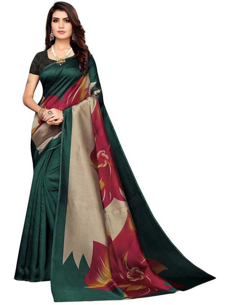     			THE PRIVATE LABLE Art Silk Printed Saree Without Blouse Piece - Green ( Pack of 1 )