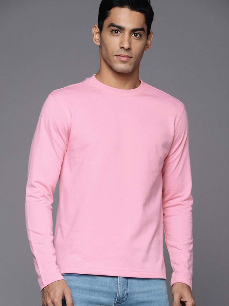     			curvy comfort Cotton Blend Regular Fit Solid Full Sleeves Men's Round T-Shirt - Pink ( Pack of 1 )