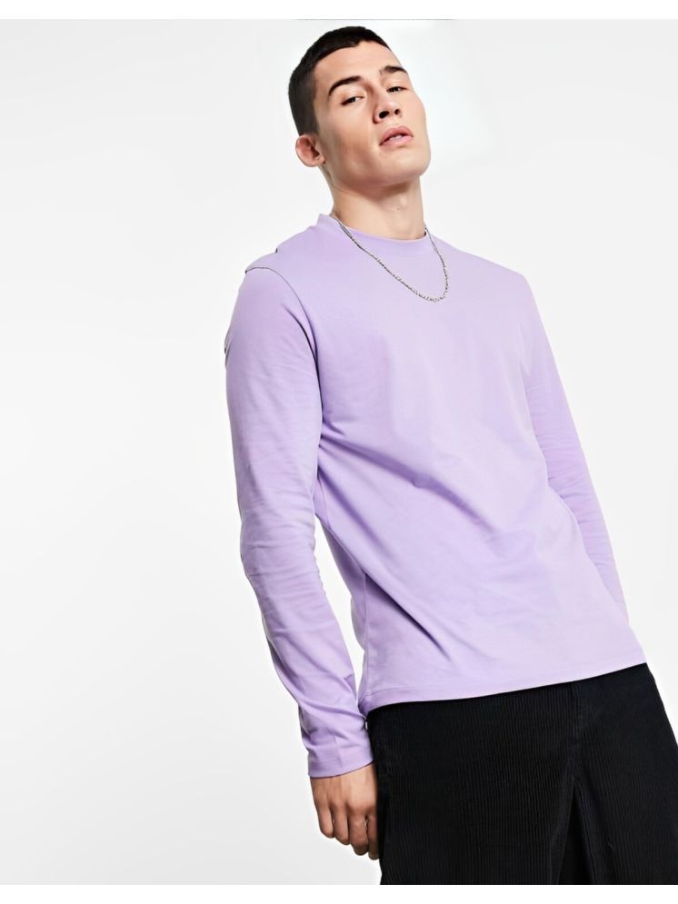     			plusperfaction Cotton Blend Regular Fit Solid Full Sleeves Men's Round T-Shirt - Lavender ( Pack of 1 )