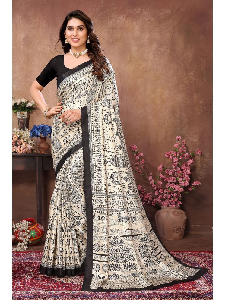     			Gazal Fashions Cotton Printed Saree With Blouse Piece - Black ( Pack of 1 )