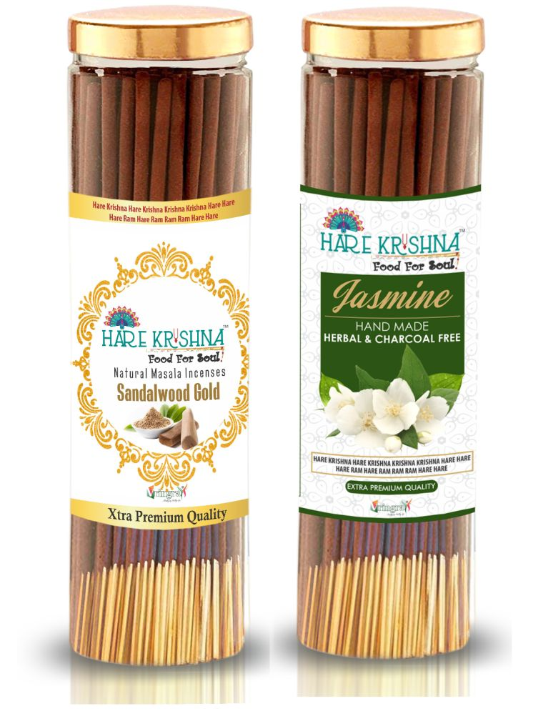     			Hare Krishna Food For Soul Incense Stick Jasmine,Pure Sandal 200 gm ( Pack of 1 )