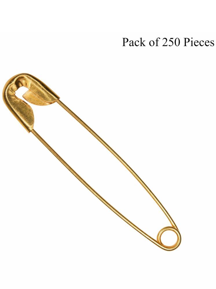     			Jyoti 33217 Safety Pins - Classic, Strong Nickel Plated Steel, Rust Resistant, Heavy Duty Variety Pack, Perfect for Clothes, Crafts, Sewing, Pinning (250 Pins of Size 4 in Golden Finish) - 250 Pieces