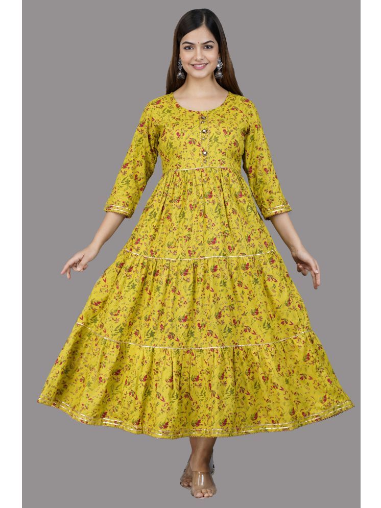     			NUPITAL Cotton Blend Printed Anarkali Women's Kurti - Yellow ( Pack of 1 )