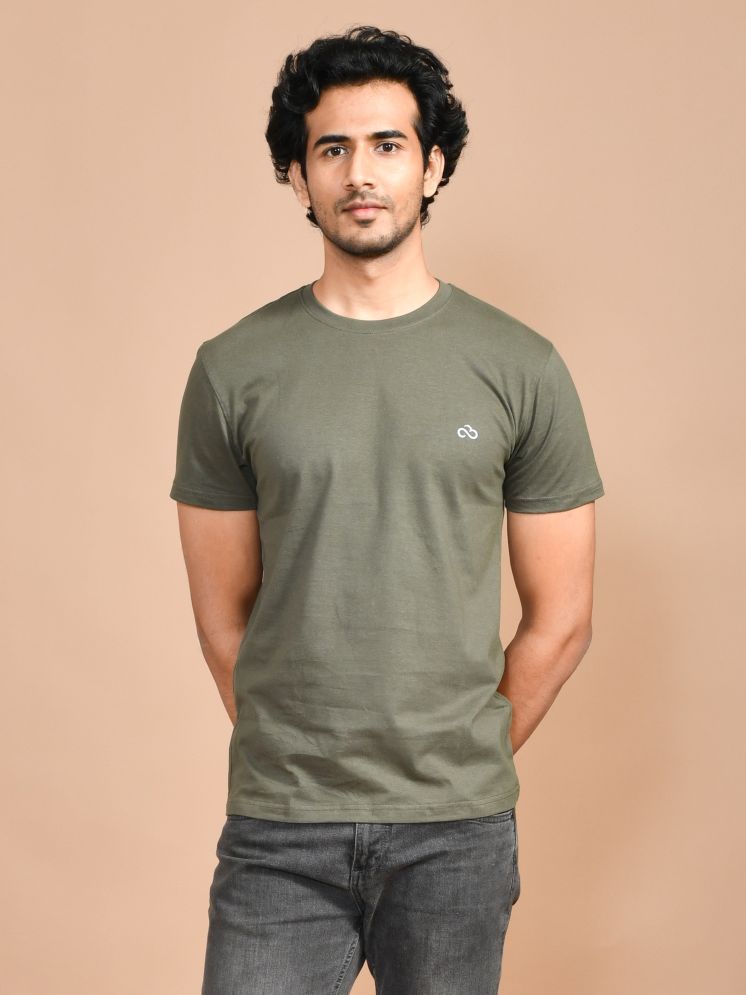     			SKYKNIT Cotton Blend Regular Fit Printed Half Sleeves Men's Round T-Shirt - Dark Green ( Pack of 1 )