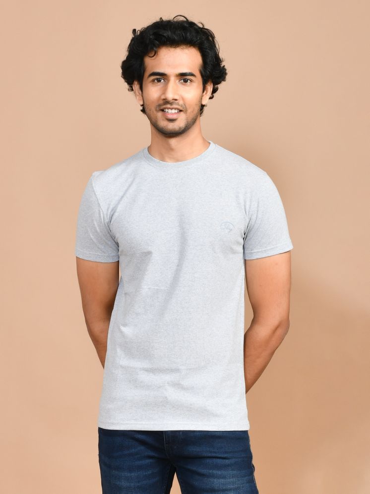     			SKYKNIT Cotton Blend Regular Fit Printed Half Sleeves Men's Round T-Shirt - Grey ( Pack of 1 )