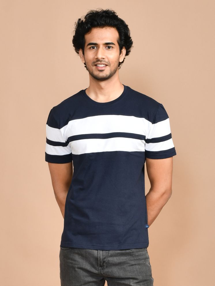     			SKYKNIT Cotton Blend Regular Fit Printed Half Sleeves Men's Round T-Shirt - Navy Blue ( Pack of 1 )