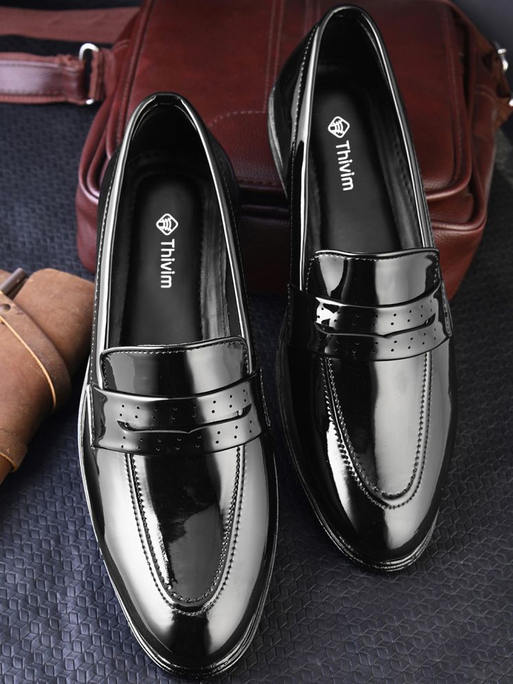     			THIVIM Black Men's Mocassin Formal Shoes