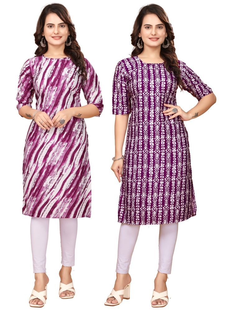     			CAMERON STYLE Crepe Printed Straight Women's Kurti - Purple,Maroon ( Pack of 2 )