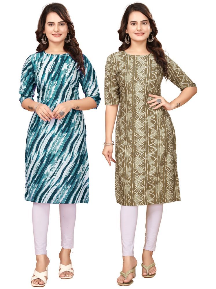     			CAMERON STYLE Crepe Printed Straight Women's Kurti - Navy Blue,Multicolor ( Pack of 2 )