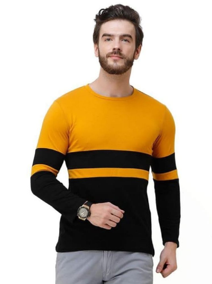     			DAAWEAR OUTFITS Cotton Regular Fit Solid Full Sleeves Men's Round T-Shirt - Yellow ( Pack of 1 )