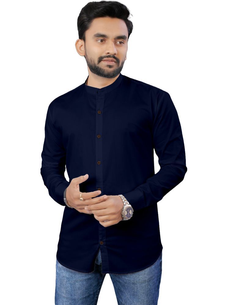     			Ethnic Trendz Cotton Blend Regular Fit Solids Full Sleeves Men's Casual Shirt - Navy ( Pack of 1 )