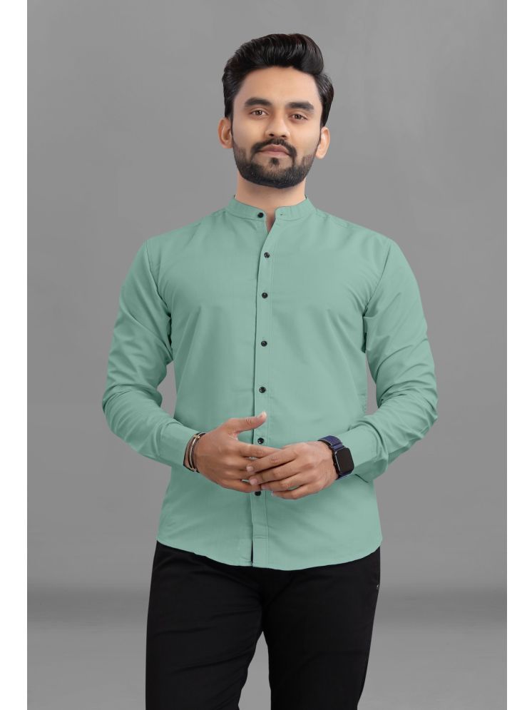     			Ethnic Trendz Cotton Blend Regular Fit Solids Full Sleeves Men's Casual Shirt - Turquoise ( Pack of 1 )