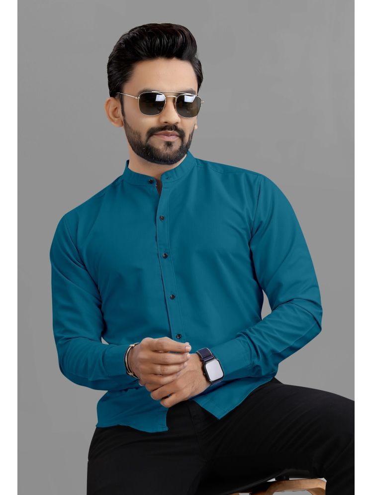     			Ethnic Trendz Cotton Blend Regular Fit Solids Full Sleeves Men's Casual Shirt - Teal ( Pack of 1 )