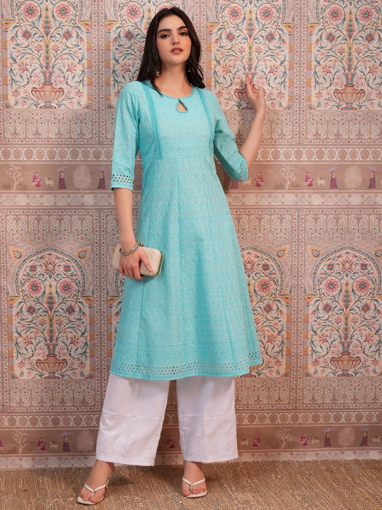     			Ketch Polyester Embroidered Anarkali Women's Kurti - Blue ( Pack of 1 )