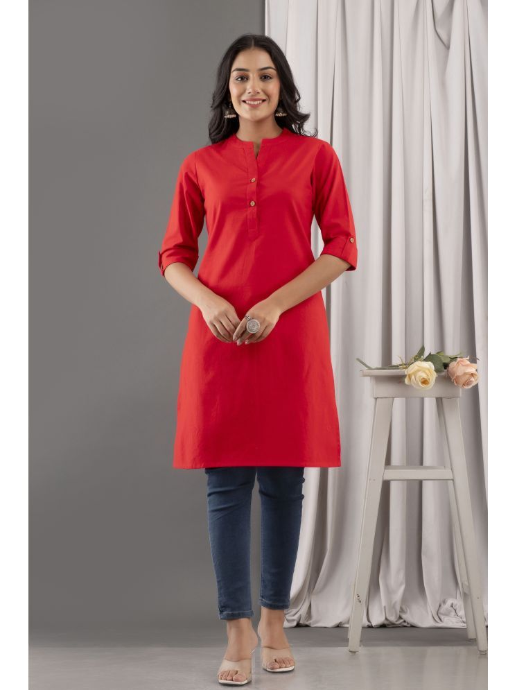     			Kohsh Cotton Flex Solid Straight Women's Kurti - Red ( Pack of 1 )