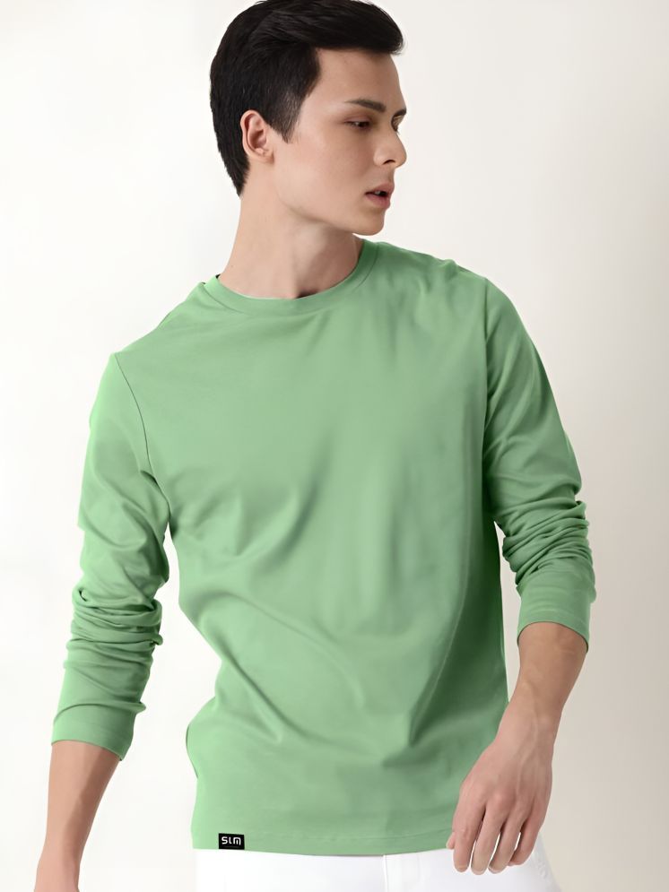     			PLUS PARADISE Cotton Blend Regular Fit Solid Full Sleeves Men's Round T-Shirt - Mint Green ( Pack of 1 )