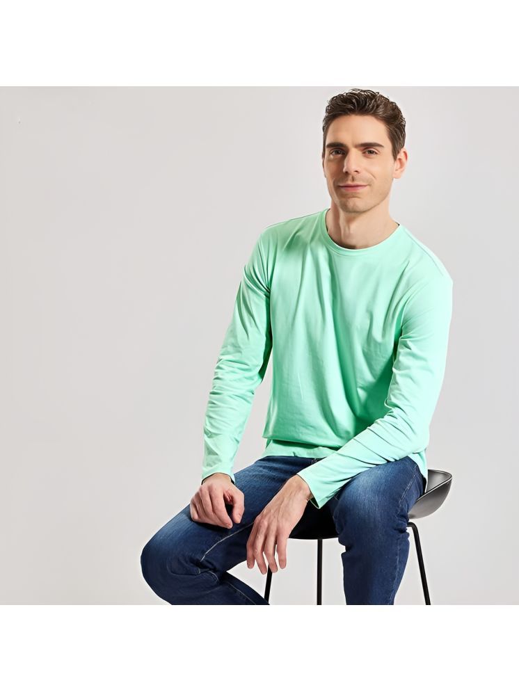     			PLUS PARADISE Cotton Blend Regular Fit Solid Full Sleeves Men's Round T-Shirt - Sea Green ( Pack of 1 )