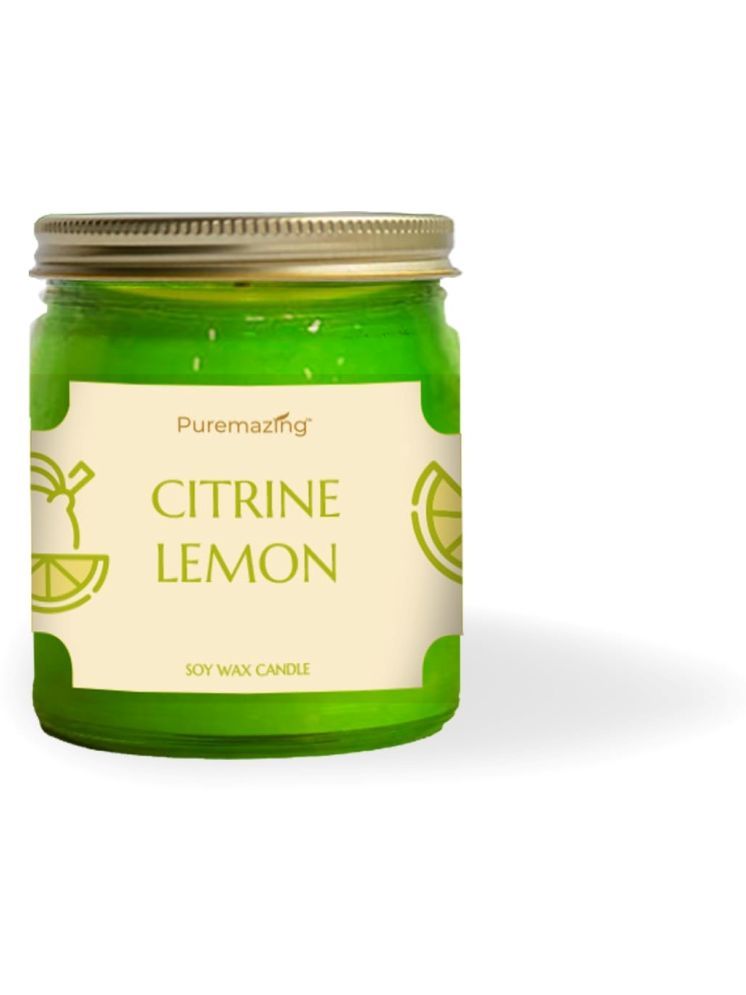     			Puremazing Green Lemon Jar Candle 7 cm ( Pack of 1 )