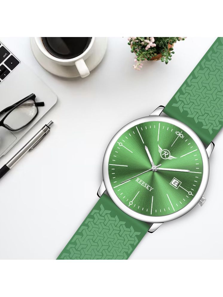     			REESKY Green Silicon Analog Men's Watch