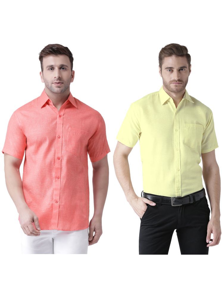     			RIAG Cotton Blend Regular Fit Solids Half Sleeves Men's Casual Shirt - Yellow ( Pack of 2 )