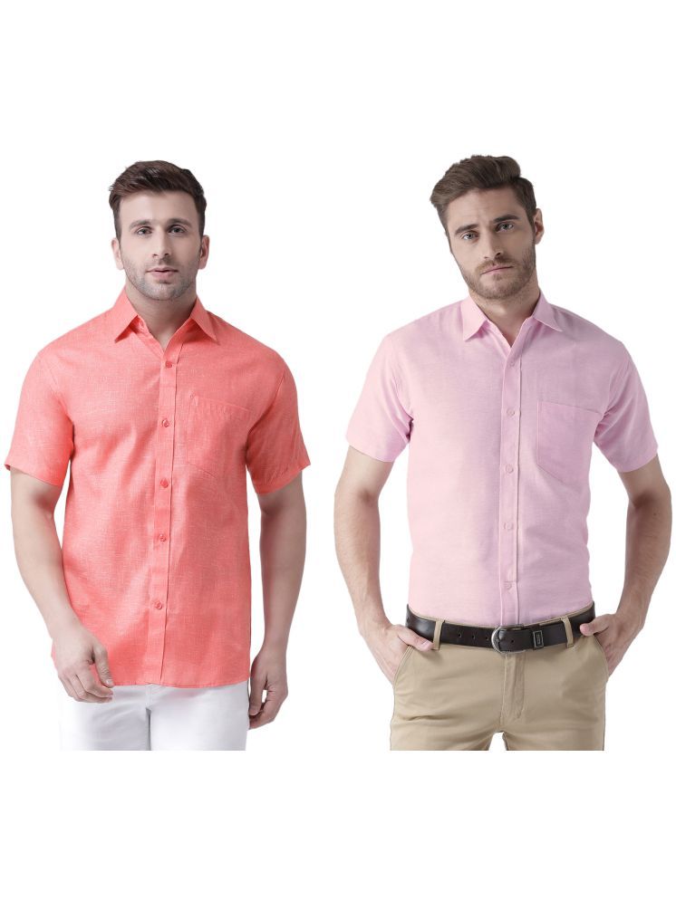     			RIAG Cotton Blend Regular Fit Solids Half Sleeves Men's Casual Shirt - Pink ( Pack of 2 )